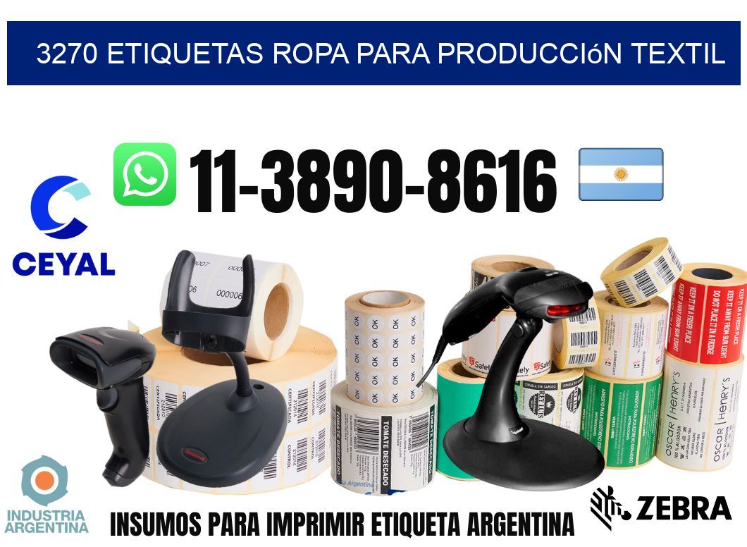 3270 Etiquetas ropa para producción textil