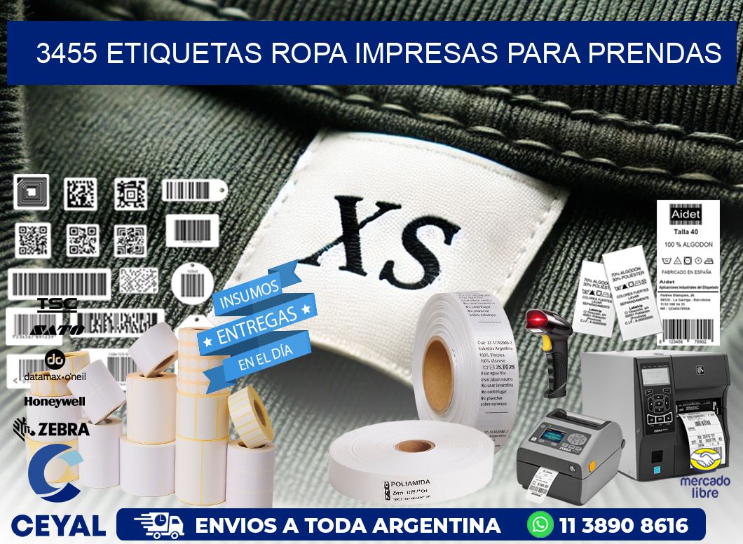 3455 Etiquetas ropa impresas para prendas