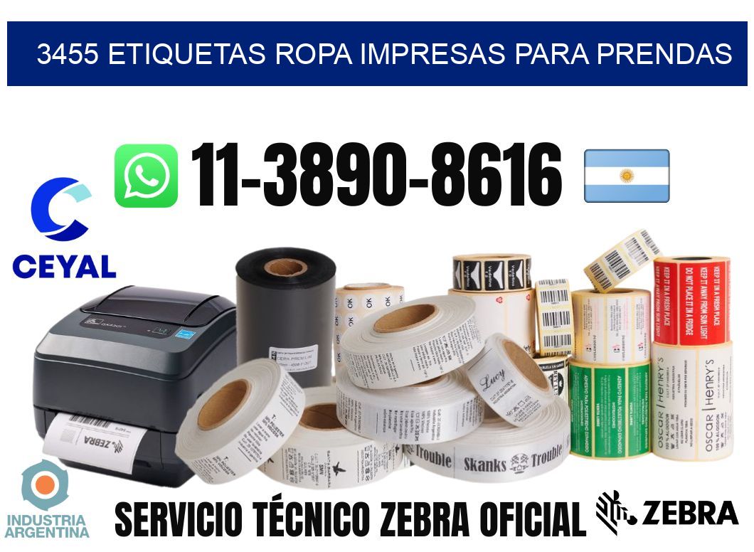 3455 Etiquetas ropa impresas para prendas