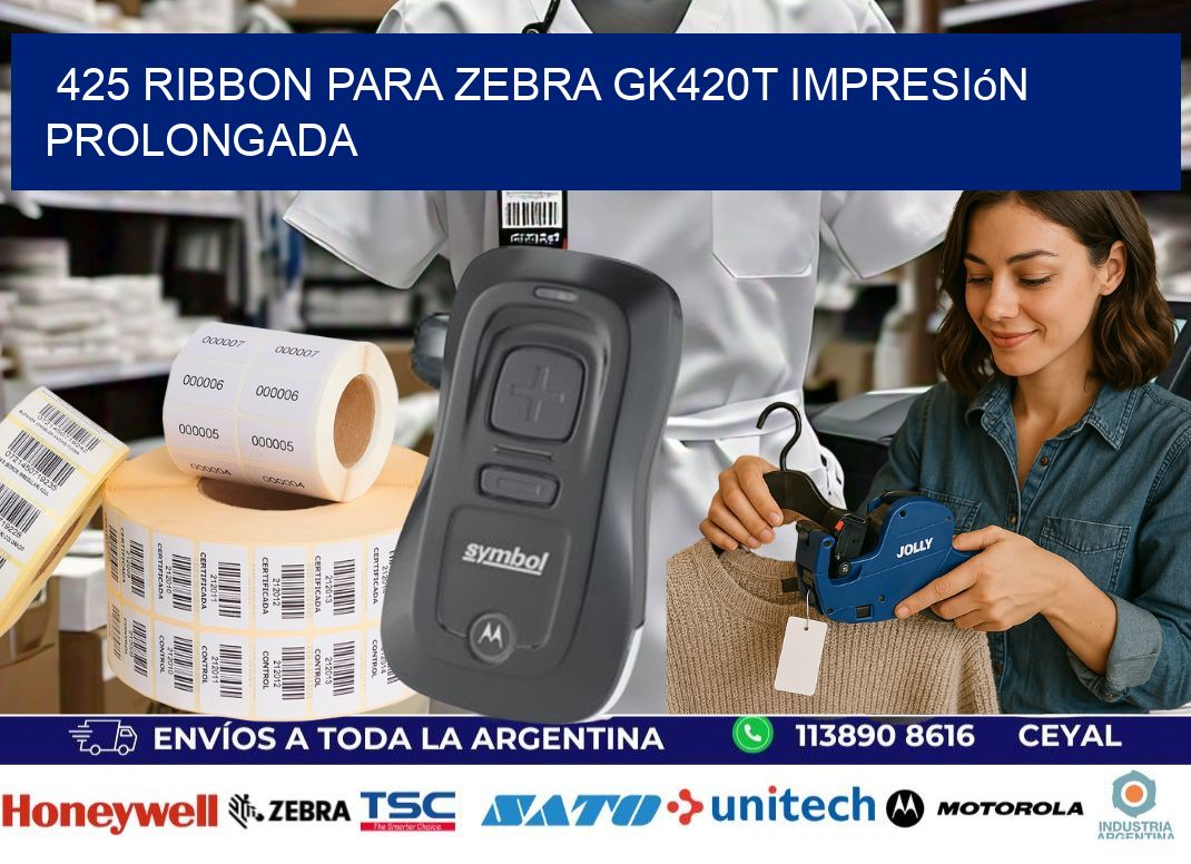 425 ribbon para zebra gk420t impresión prolongada
