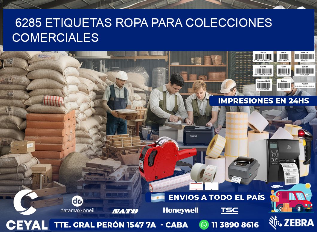 6285 Etiquetas ropa para colecciones comerciales