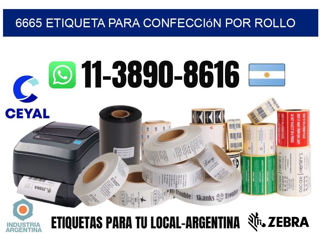 6665 etiqueta para confección por rollo