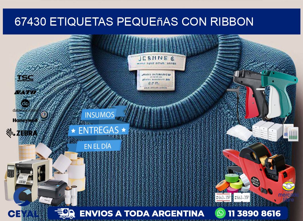 67430 etiquetas pequeñas con ribbon