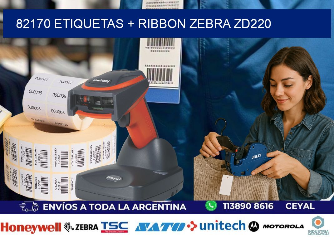 82170 etiquetas + ribbon zebra zd220