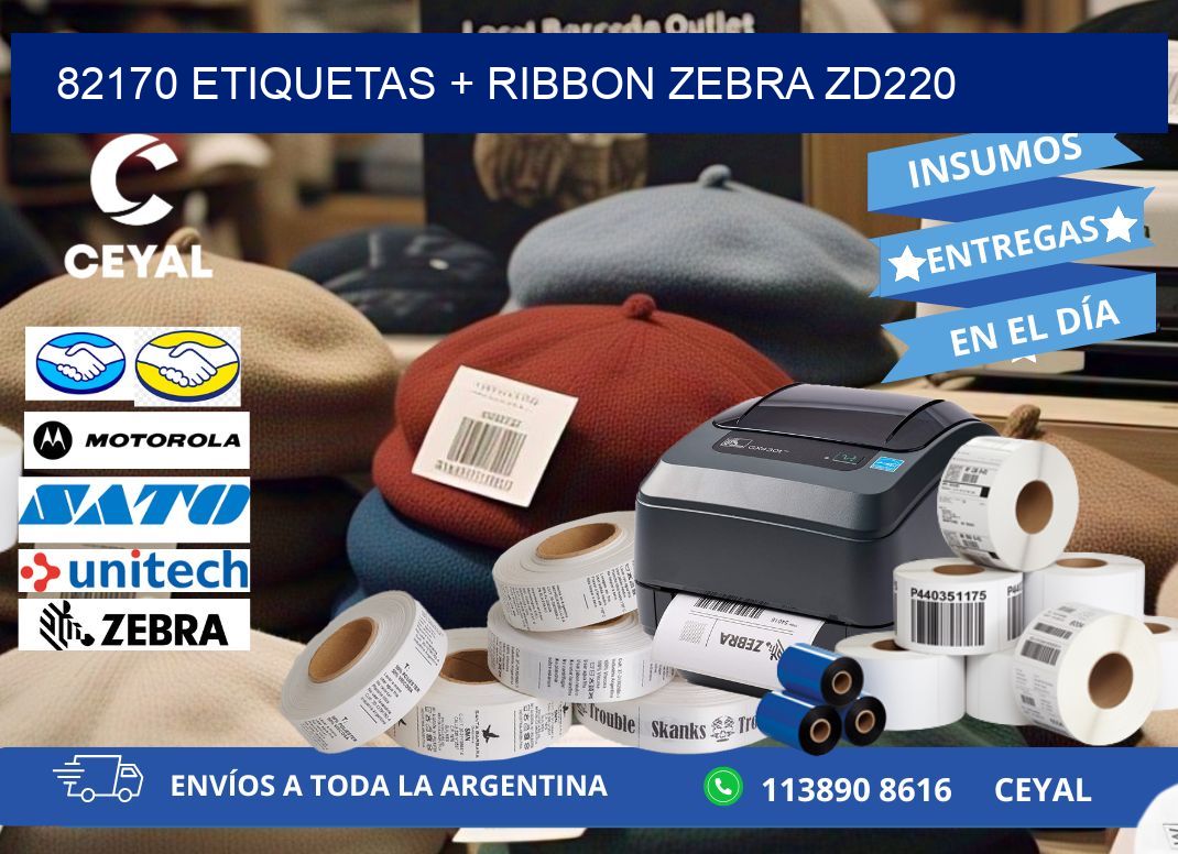 82170 etiquetas + ribbon zebra zd220
