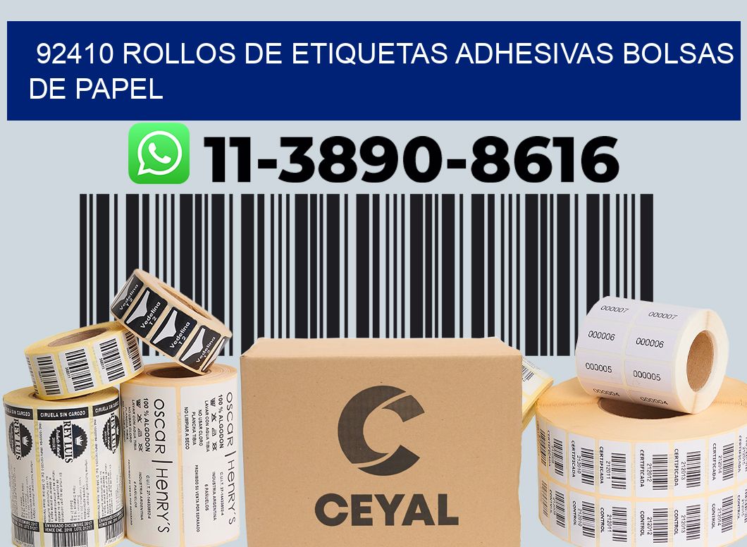 92410 rollos de etiquetas adhesivas bolsas de papel