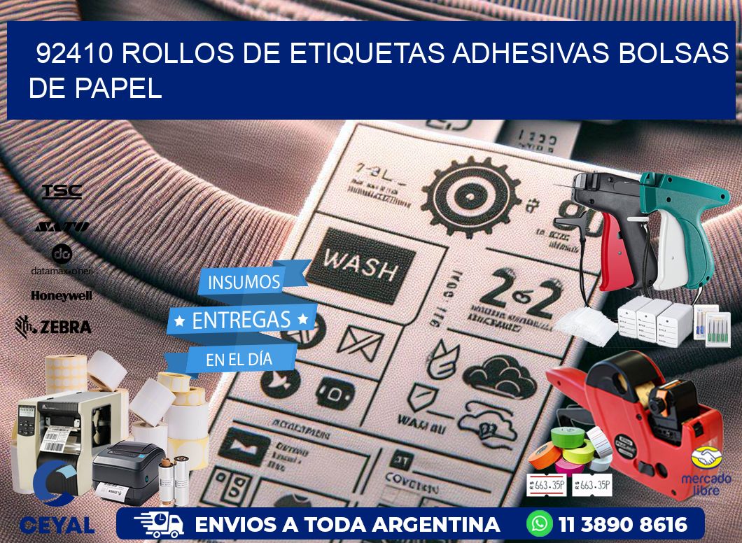 92410 rollos de etiquetas adhesivas bolsas de papel
