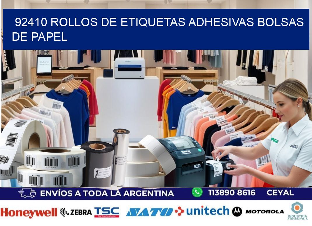 92410 rollos de etiquetas adhesivas bolsas de papel