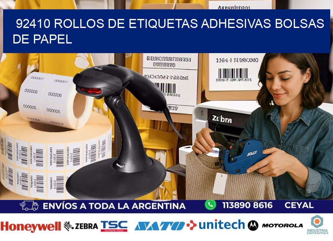 92410 rollos de etiquetas adhesivas bolsas de papel