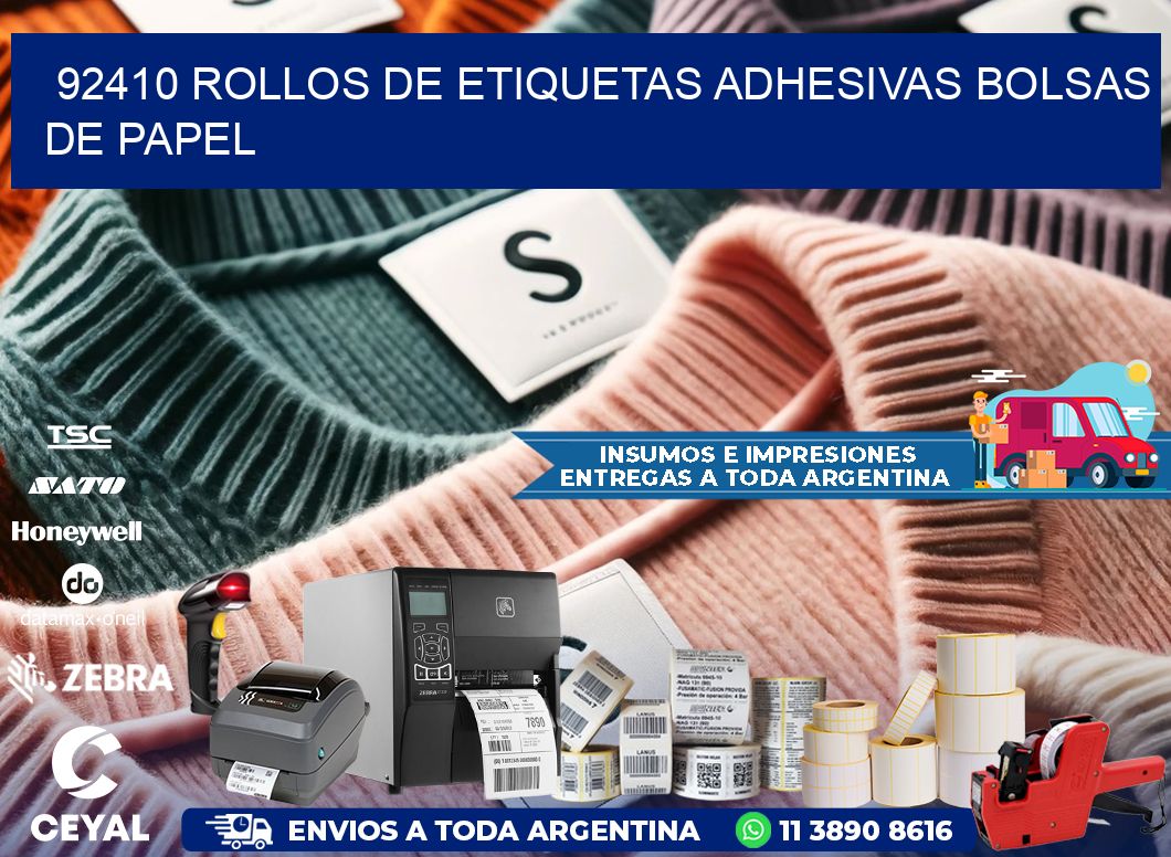 92410 rollos de etiquetas adhesivas bolsas de papel