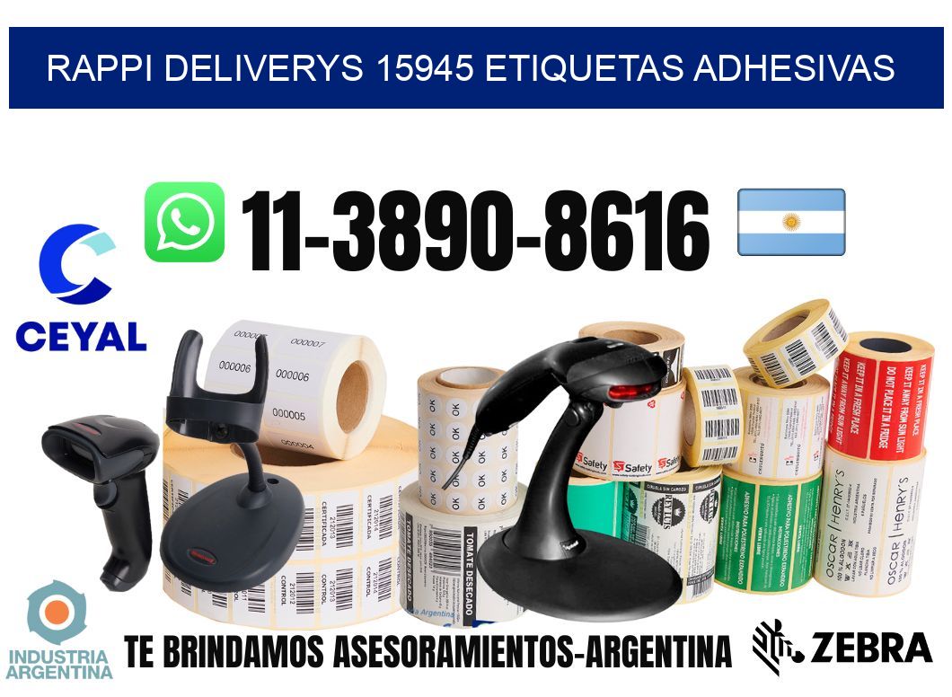 rappi deliverys 15945 etiquetas adhesivas