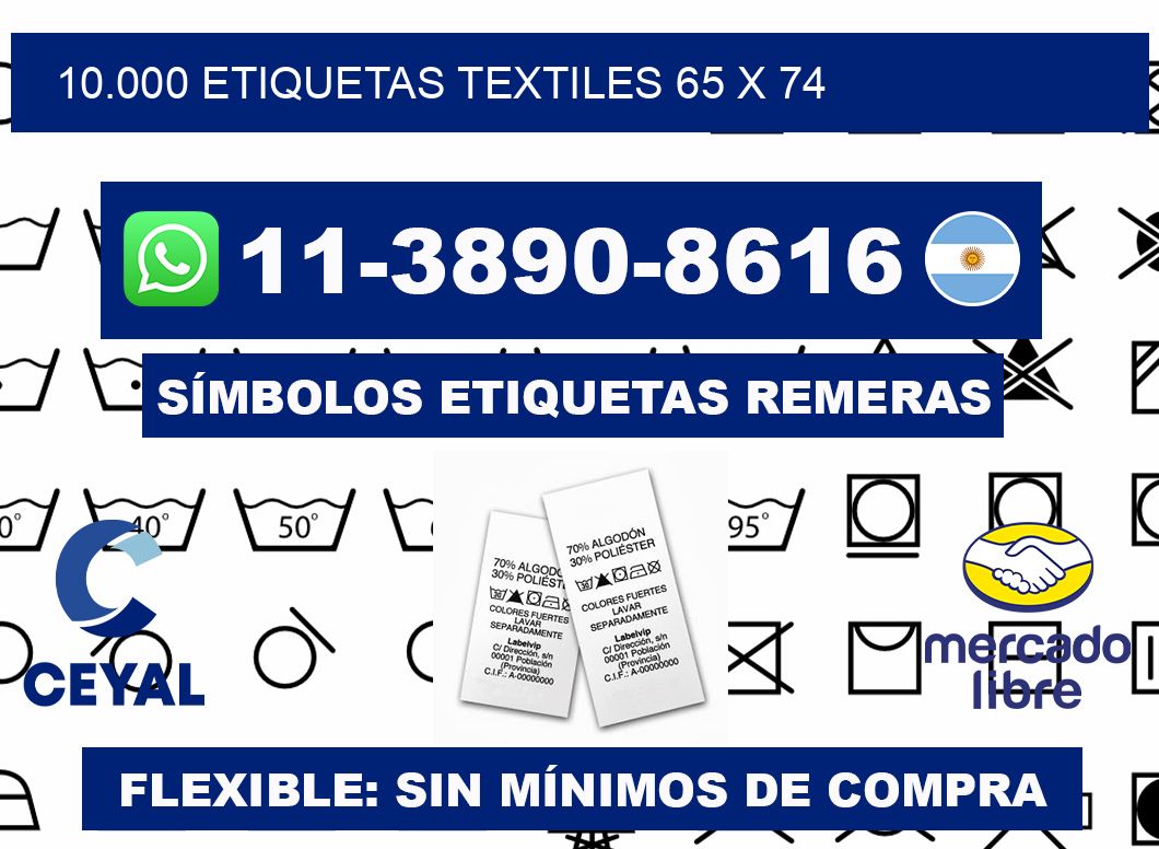 10.000 ETIQUETAS TEXTILES 65 x 74