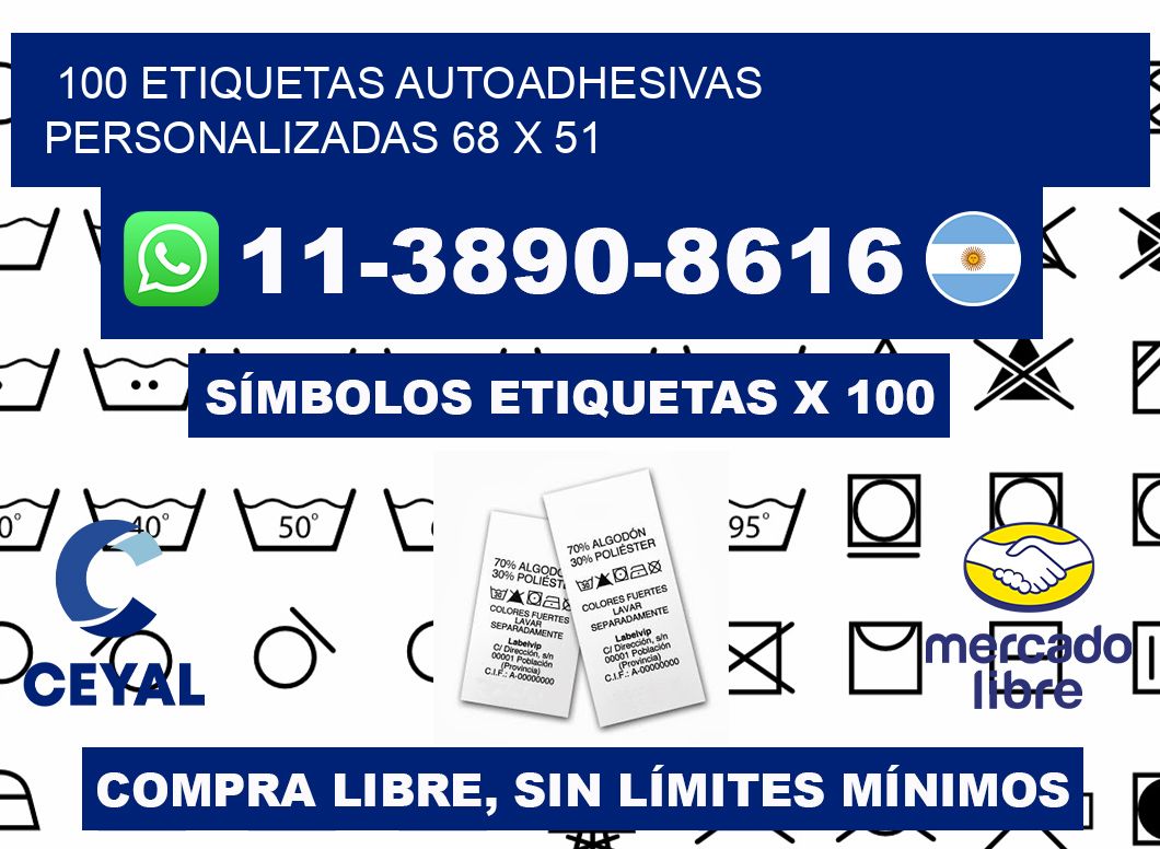 100 Etiquetas autoadhesivas personalizadas 68 x 51