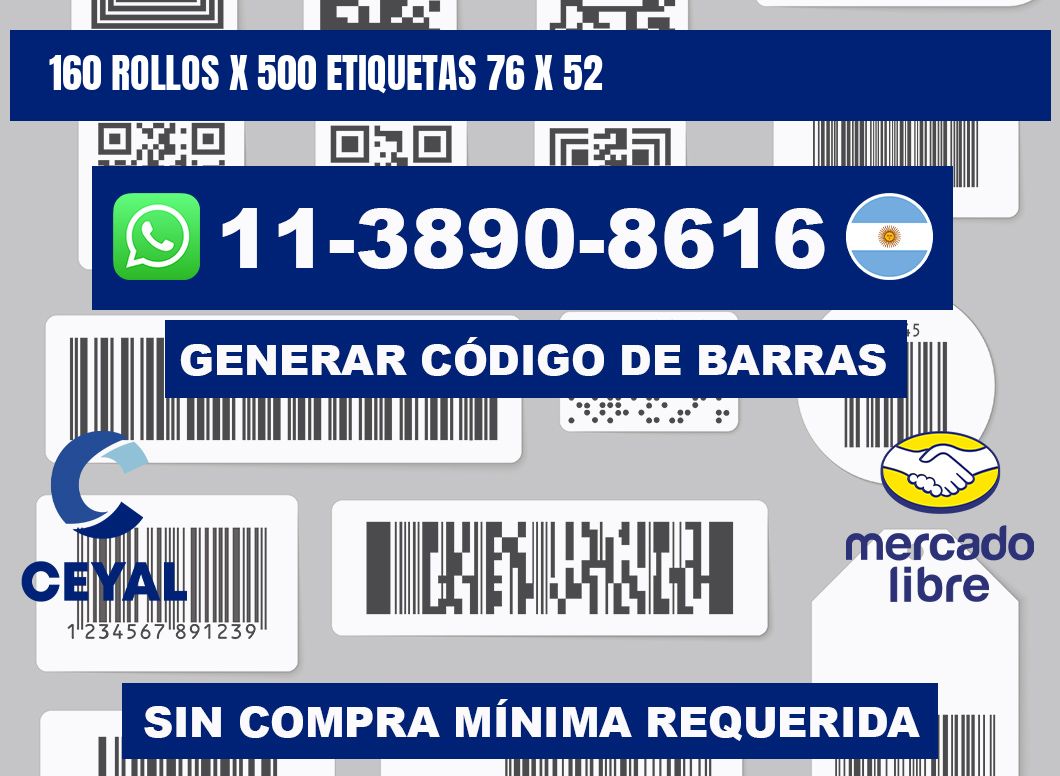 160 rollos x 500 etiquetas 76 x 52