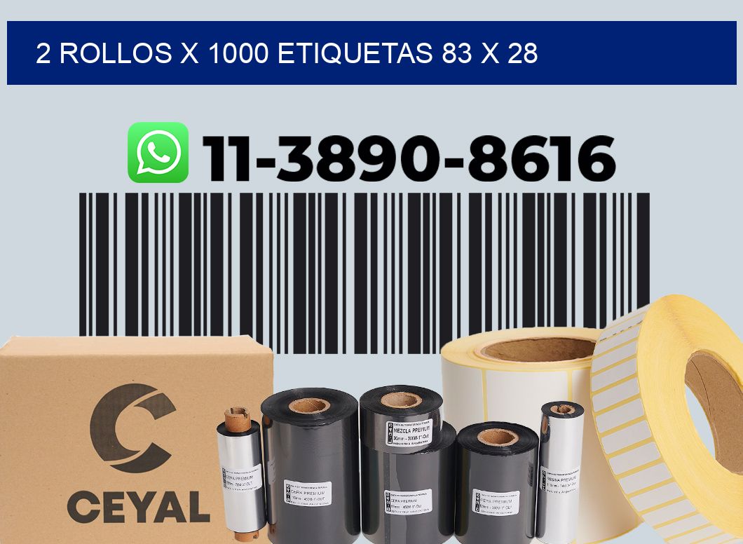 2 rollos x 1000 etiquetas 83 x 28