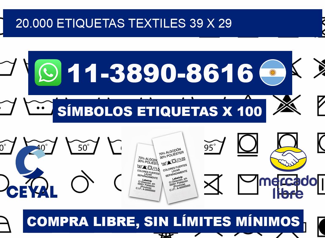 20.000 ETIQUETAS TEXTILES 39 x 29