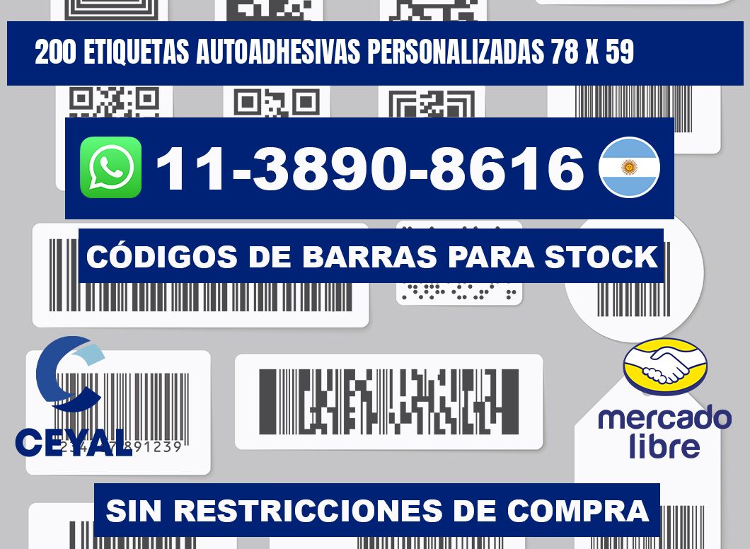 200 Etiquetas autoadhesivas personalizadas 78 x 59