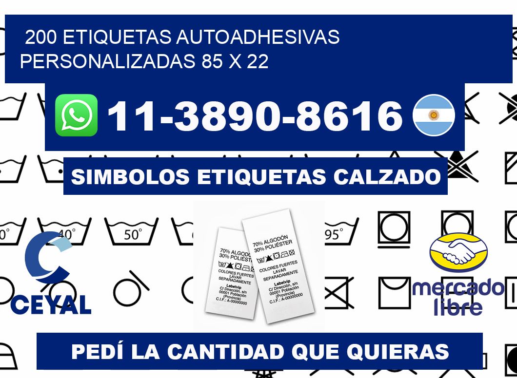 200 Etiquetas autoadhesivas personalizadas 85 x 22