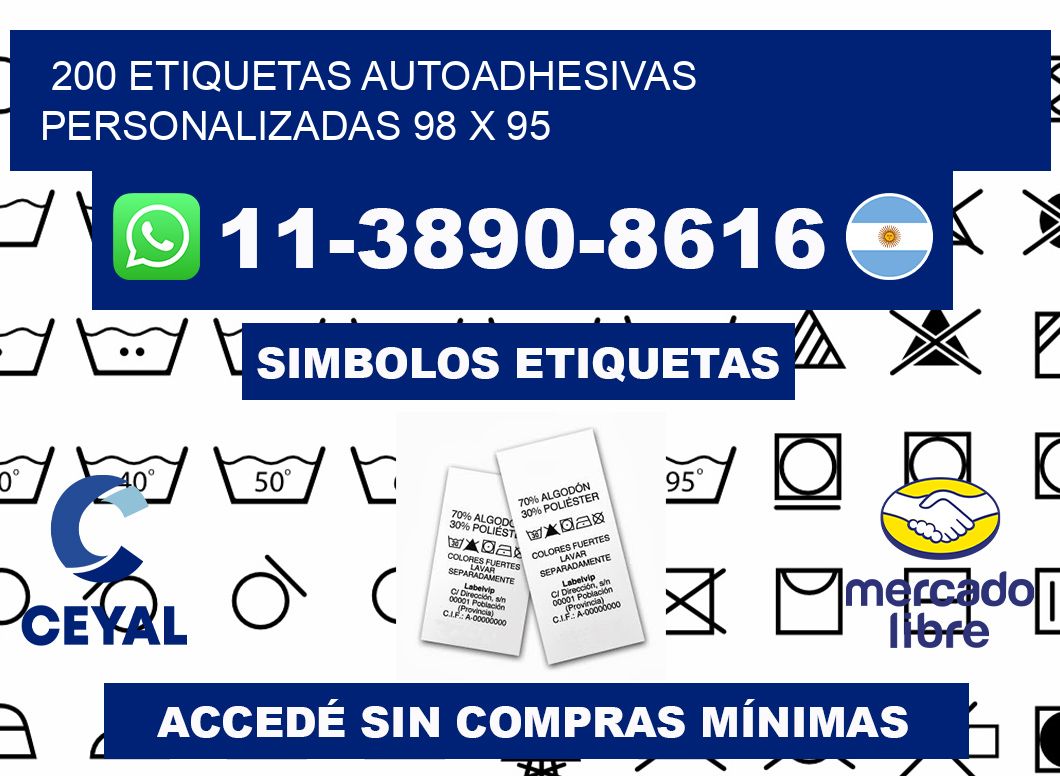 200 Etiquetas autoadhesivas personalizadas 98 x 95