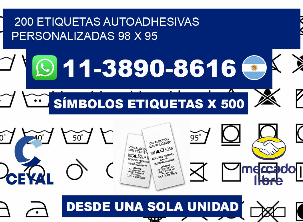 200 Etiquetas autoadhesivas personalizadas 98 x 95