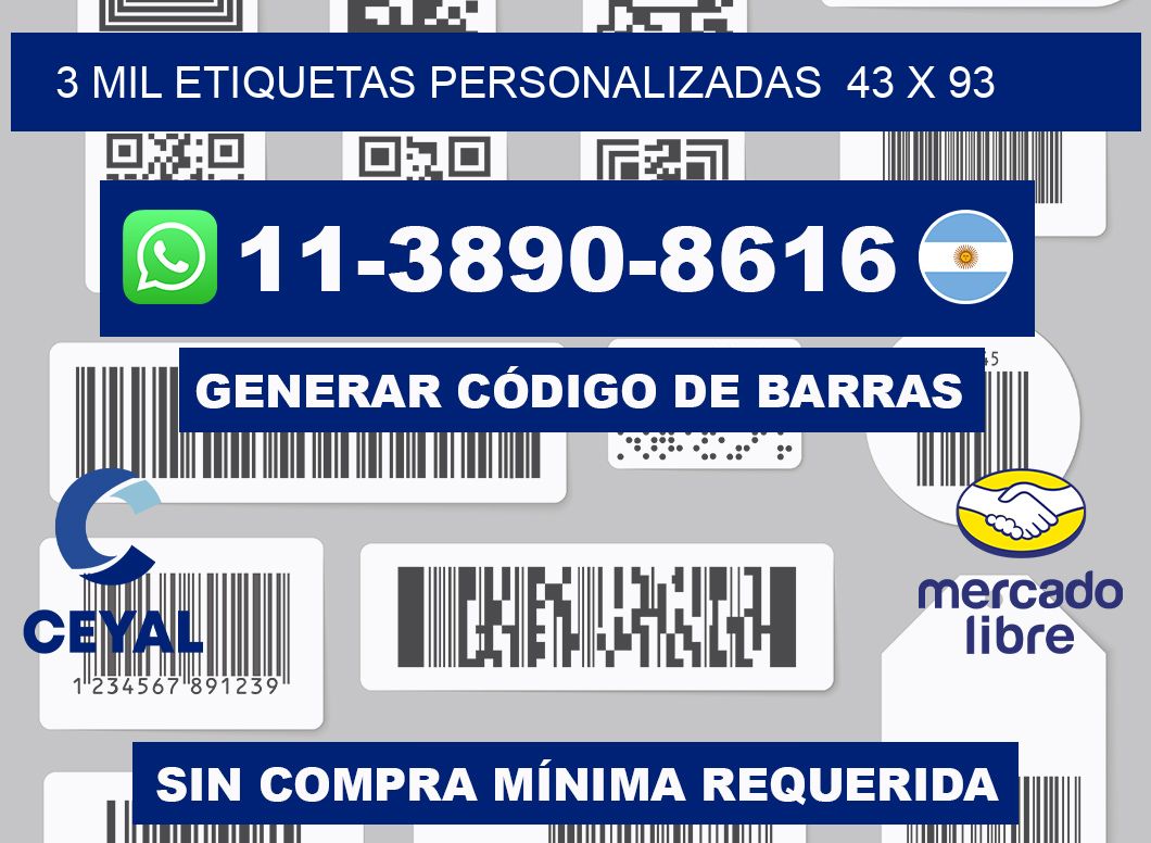 3 mil etiquetas personalizadas  43 x 93