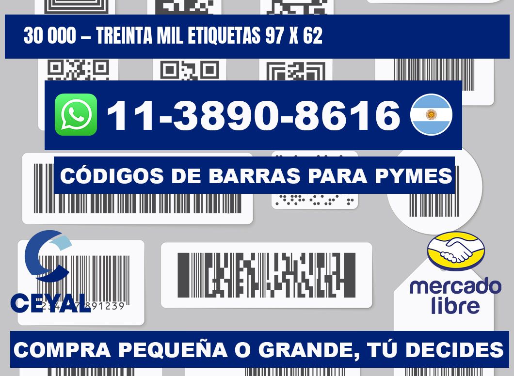 30 000 — treinta mil etiquetas 97 x 62