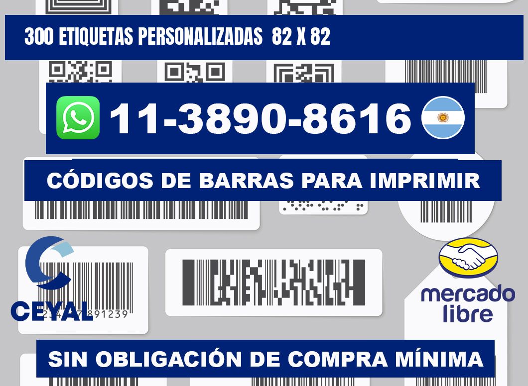 300 etiquetas personalizadas  82 x 82
