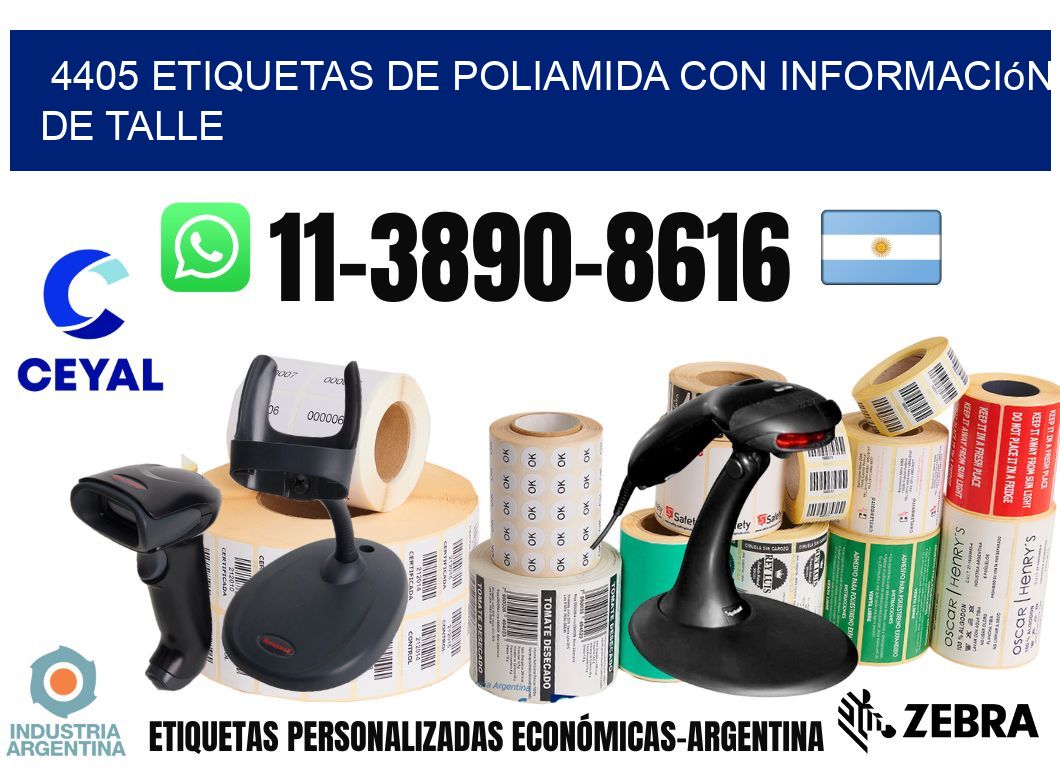 4405 Etiquetas de poliamida con información de talle