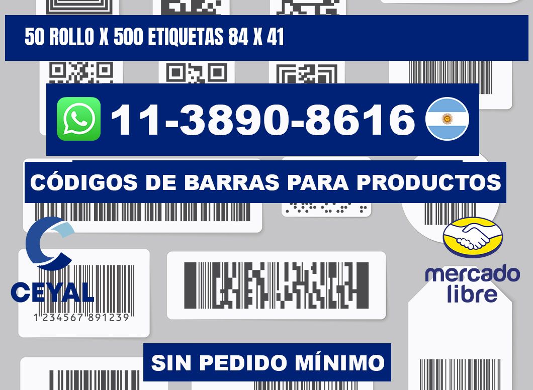 50 rollo x 500 etiquetas 84 x 41