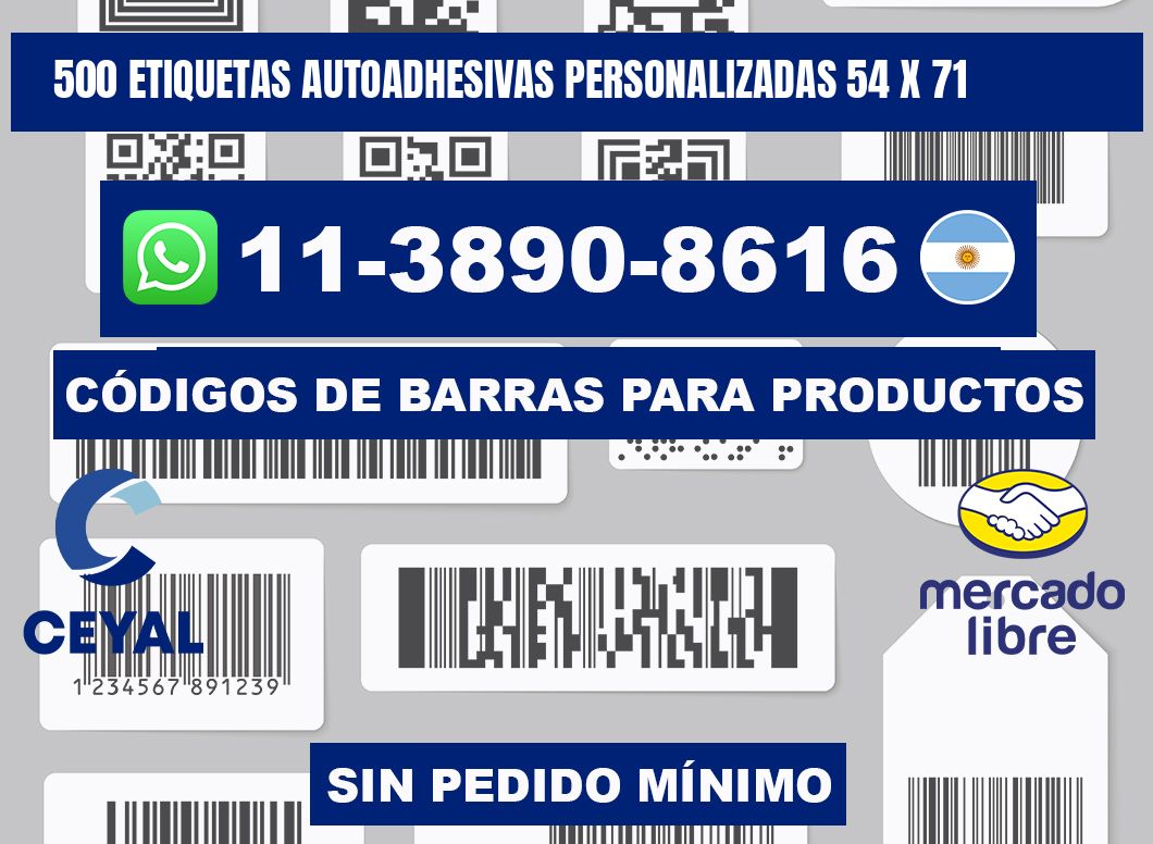 500 Etiquetas autoadhesivas personalizadas 54 x 71