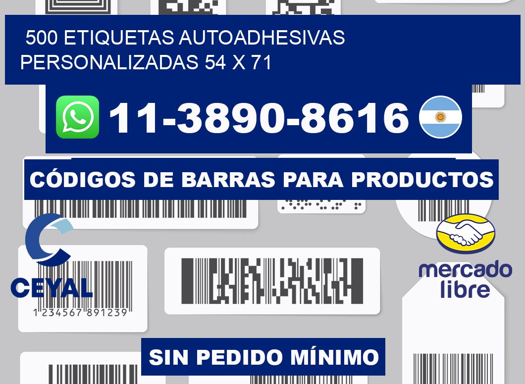 500 Etiquetas autoadhesivas personalizadas 54 x 71