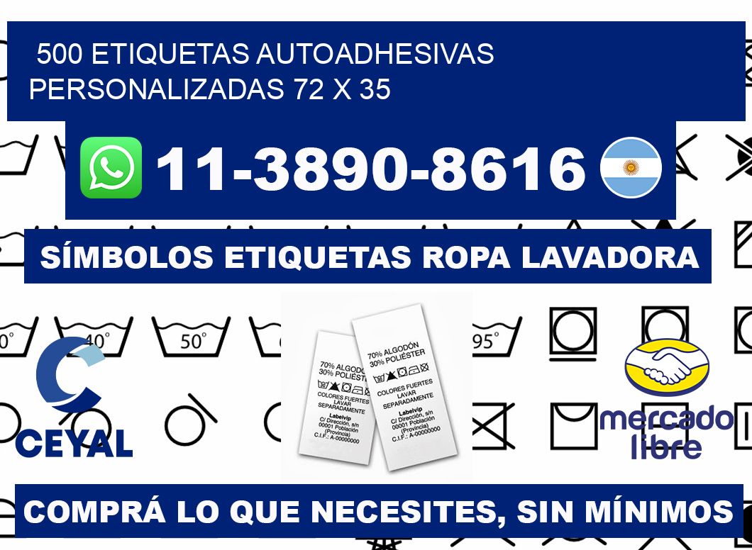 500 Etiquetas autoadhesivas personalizadas 72 x 35