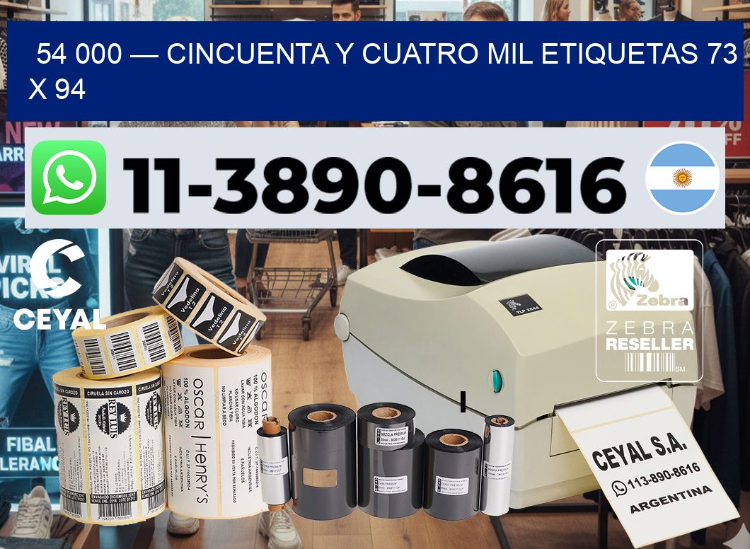 54 000 — cincuenta y cuatro mil etiquetas 73 x 94