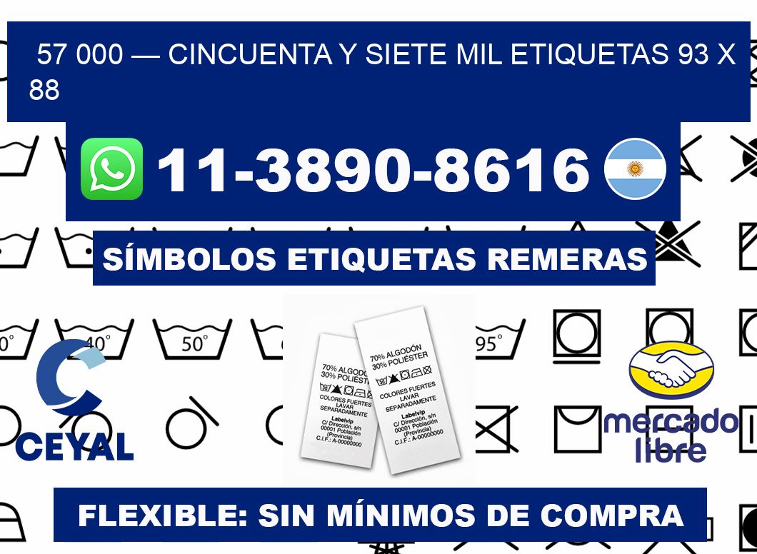 57 000 — cincuenta y siete mil etiquetas 93 x 88