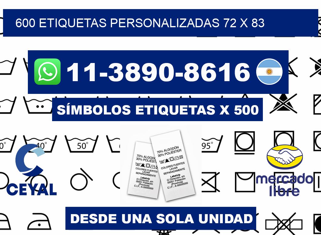 600 ETIQUETAS PERSONALIZADAS 72 x 83