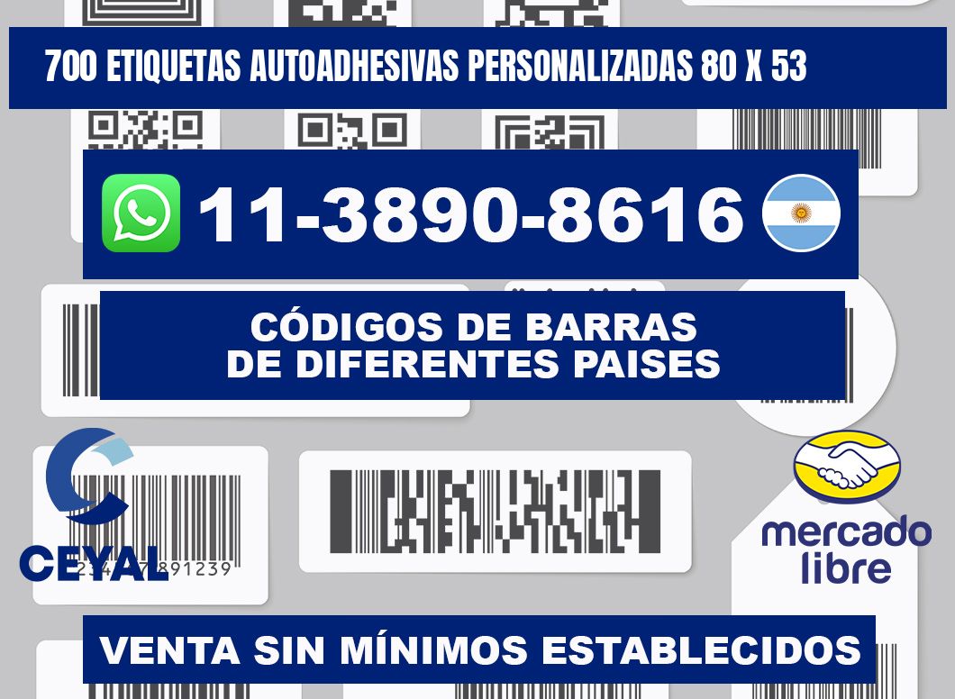 700 Etiquetas autoadhesivas personalizadas 80 x 53