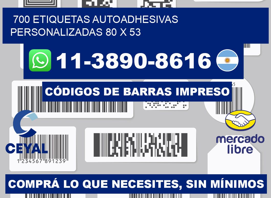 700 Etiquetas autoadhesivas personalizadas 80 x 53