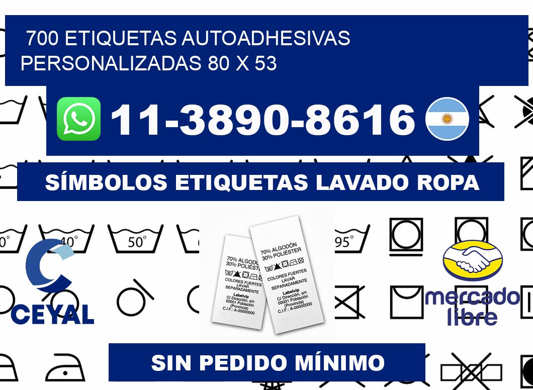 700 Etiquetas autoadhesivas personalizadas 80 x 53