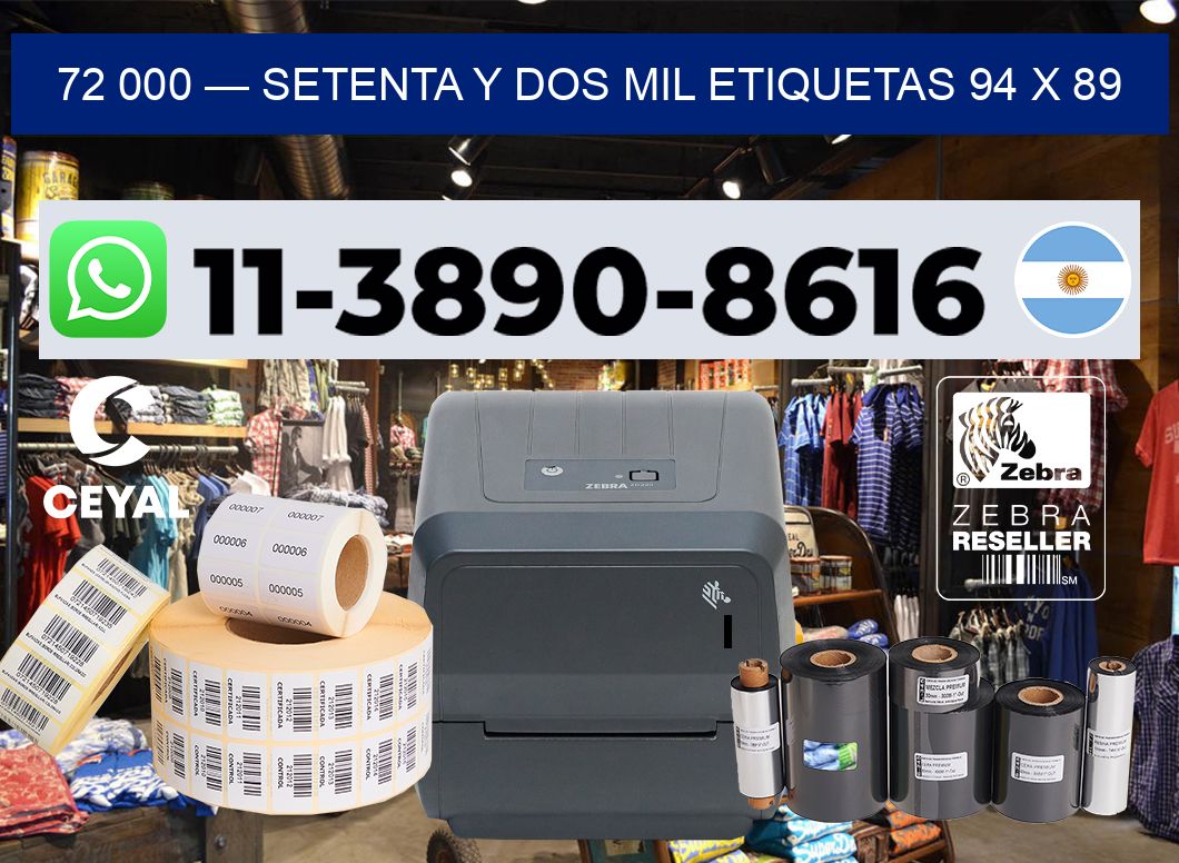 72 000 — setenta y dos mil etiquetas 94 x 89