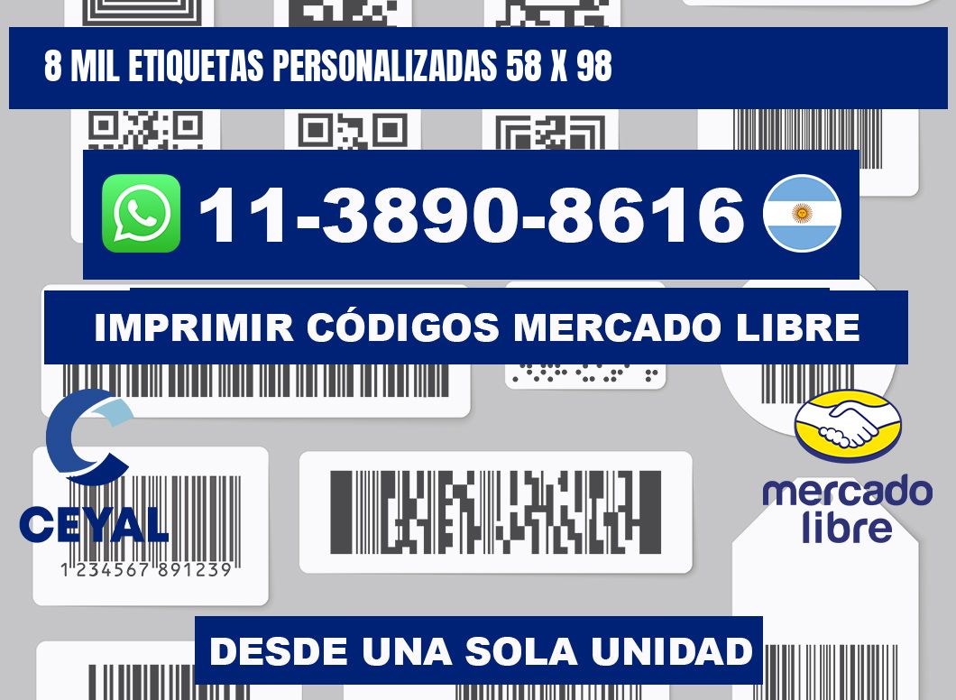 8 mil etiquetas personalizadas 58 x 98