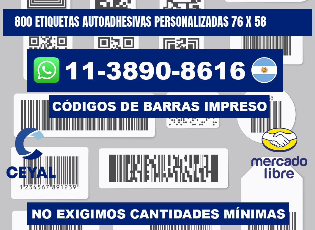 800 Etiquetas autoadhesivas personalizadas 76 x 58