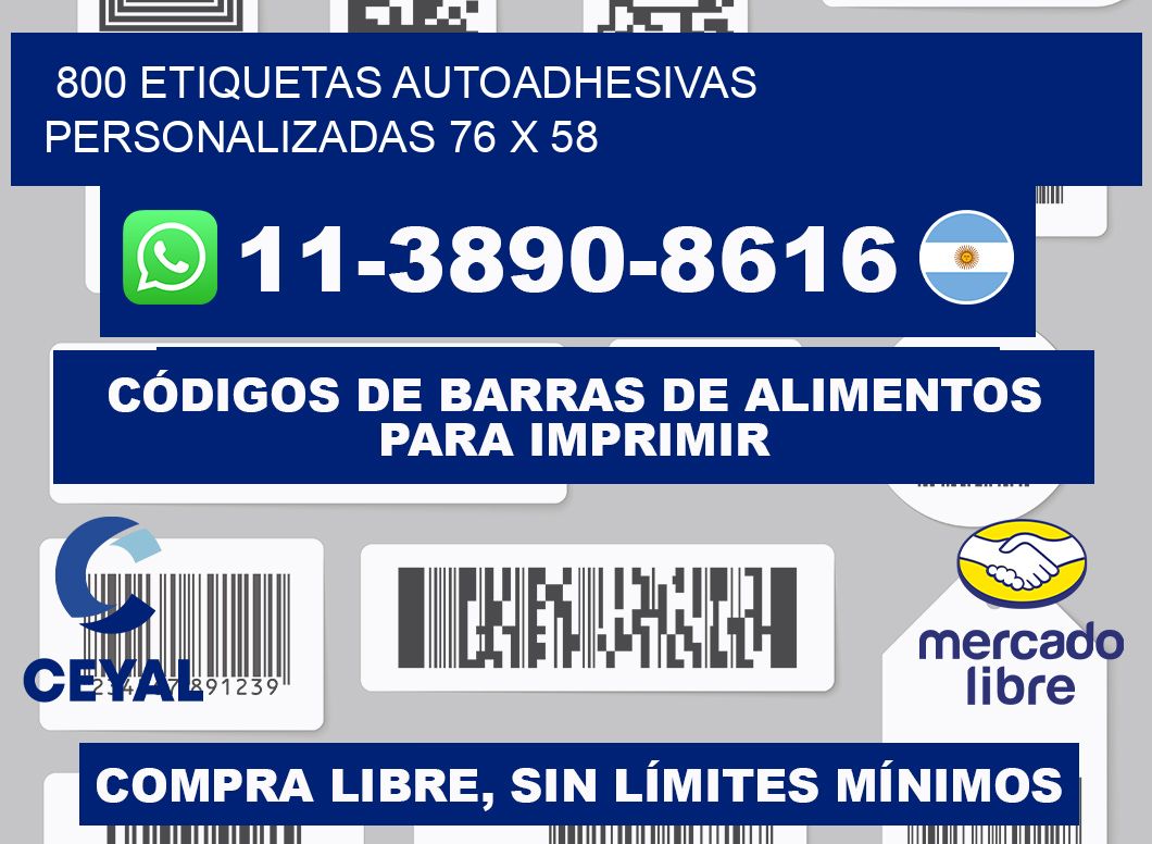 800 Etiquetas autoadhesivas personalizadas 76 x 58