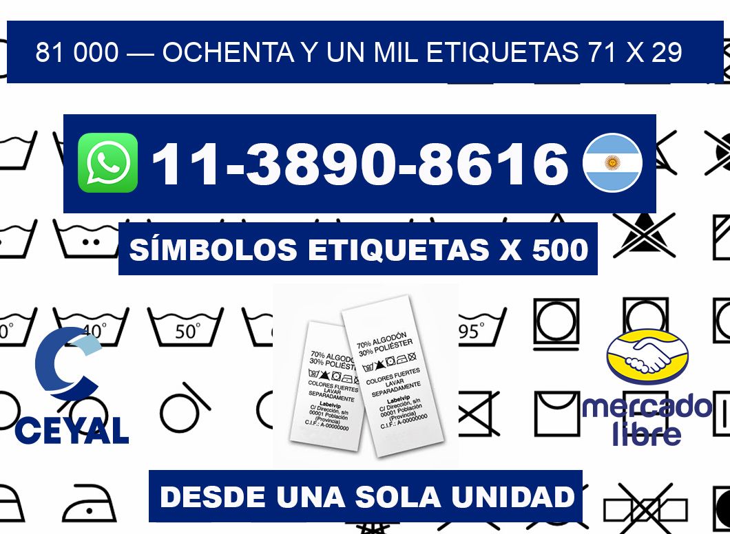 81 000 — ochenta y un mil etiquetas 71 x 29