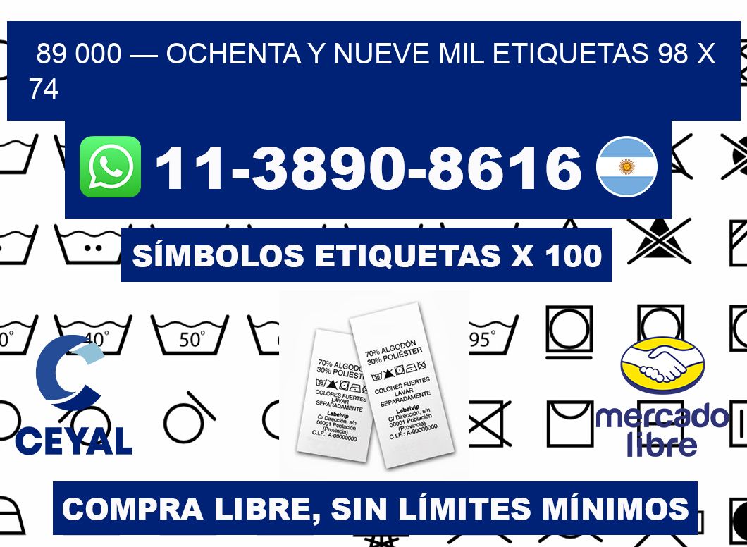 89 000 — ochenta y nueve mil etiquetas 98 x 74
