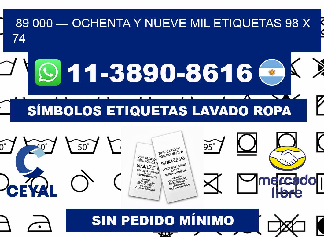 89 000 — ochenta y nueve mil etiquetas 98 x 74