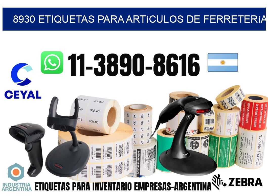 8930 Etiquetas para artículos de ferretería