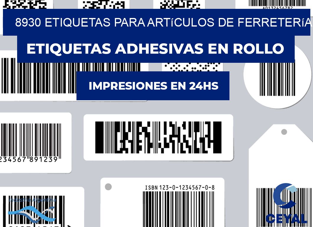 8930 Etiquetas para artículos de ferretería