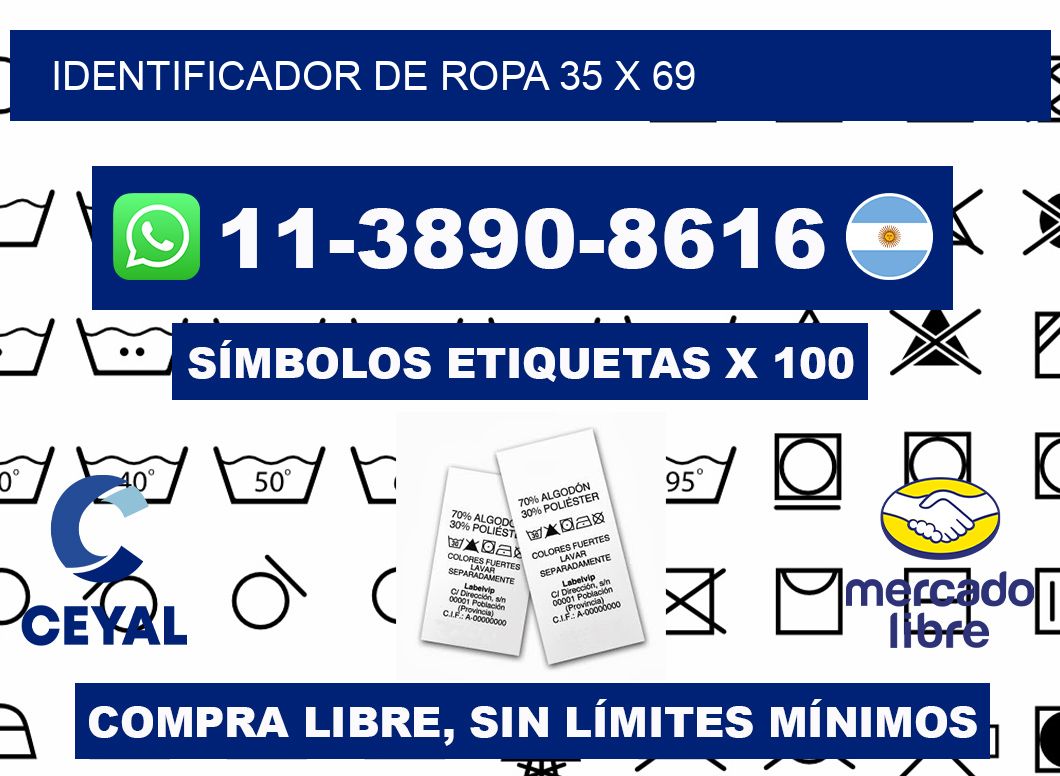 Identificador de ropa 35 x 69