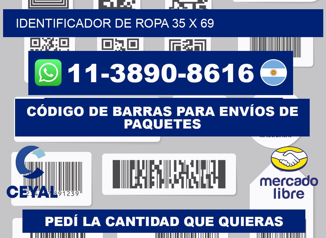 Identificador de ropa 35 x 69