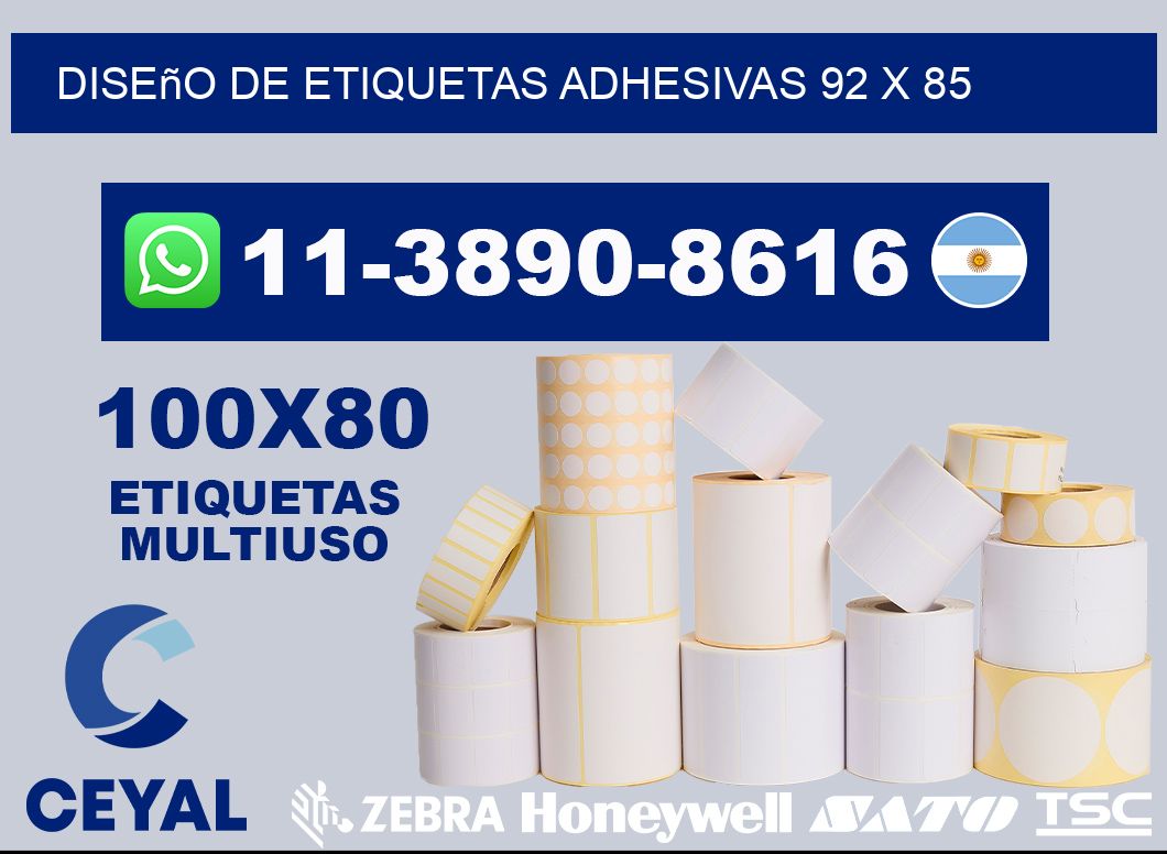 diseño de etiquetas adhesivas 92 x 85